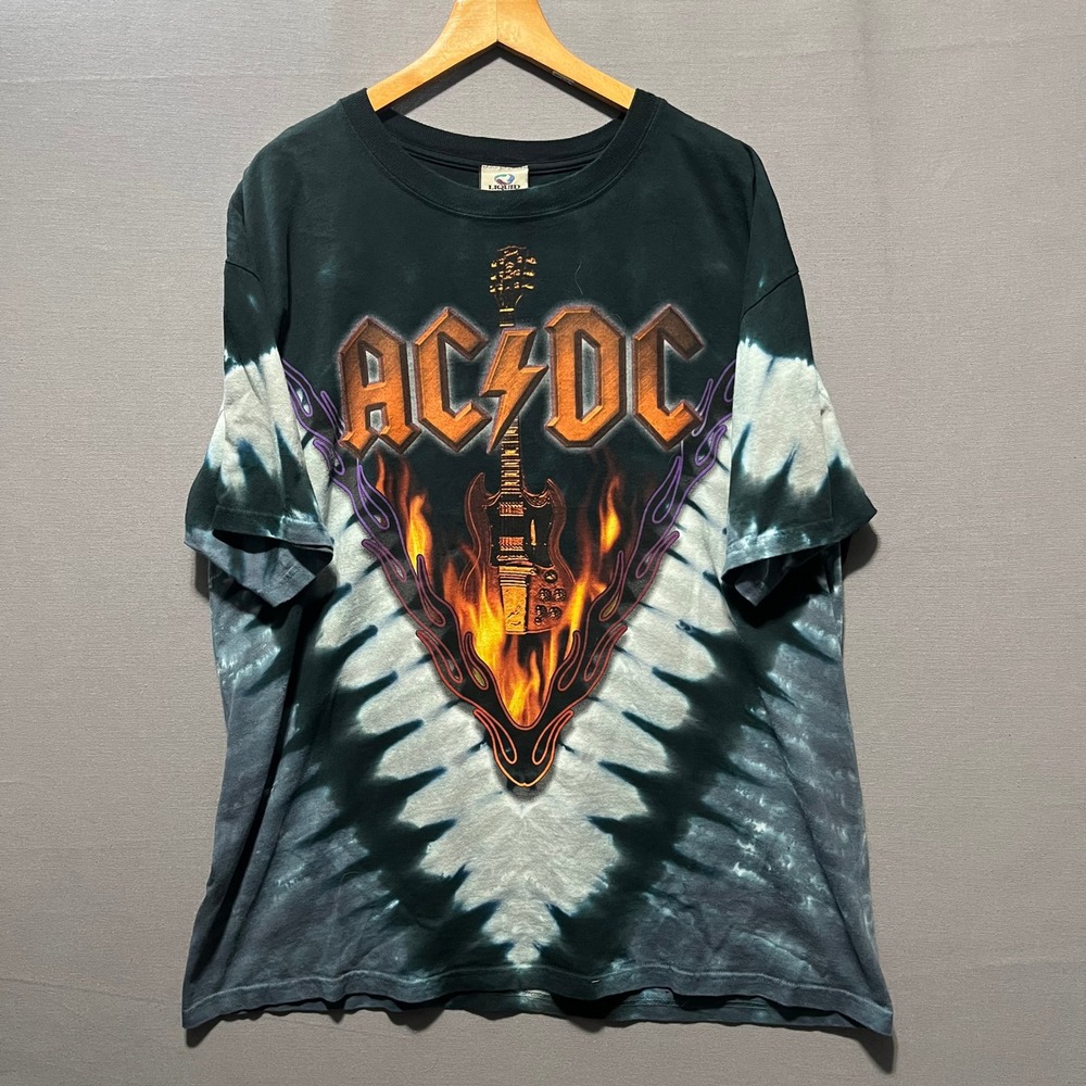 Liquid Blue AC/DC Hells Bells Tie Dye Graphic T-Shirt XL Black Orange Y2K 61